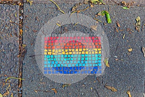 LGBT mosaic, Sackville Gardens, Manchester, UK photo