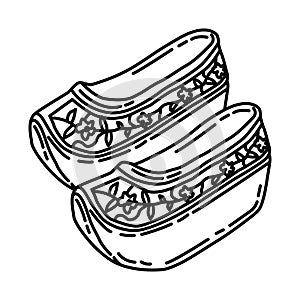 Manchu Women`s Shoes Icon. Doodle Hand Drawn or Outline Icon Style