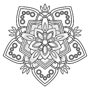 Black and white mandala vector isolated on white