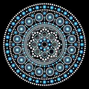 Mandala Aboriginal dot painting ethnic vector mandala design, bho Australian dot art pattern in white and