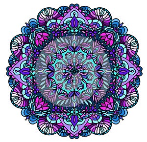 Mandala, abstract symmetrical image in blue tones, pattern