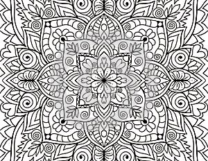 Mandala adult coloring book page. Coloring book India