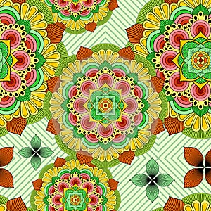 Mandala African Zen Floral Ethnic Art Textile Seamless Pattern Vector Design