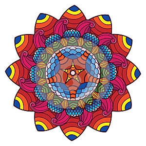 Mandala art with beautiful flowers and pattern ornament. Vintage mandala art with circular floral motifs