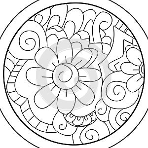 Mandala Ball flower coloring raster for adults