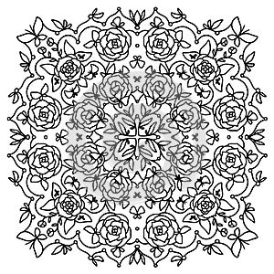 Mandala. Beautiful floral pattern for scarves.