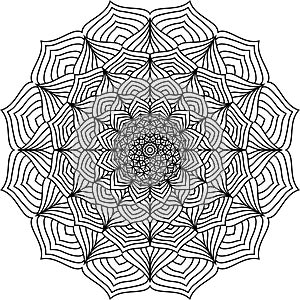 Mandala. Black on white background decorative element. Circular geometric abstract line art. Illustration of pattern for