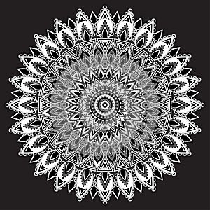 Mandala black and white, monochrome Indian ornament. East, ethnic design, oriental pattern, round . For use in fabric , print, tat