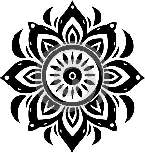 Mandala - black and white vector illustration