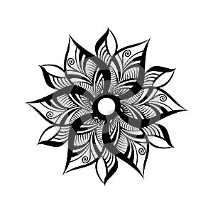 Mandala Black And White Vector Illustration, Round Ornament, Vintage Beautiful Decor Mandala. Beautiful Deco .