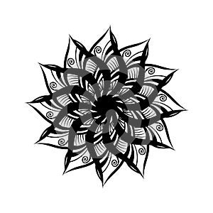 Mandala Black And White Vector Illustration, Round Ornament, Vintage Beautiful Decor Mandala. Beautiful Deco .