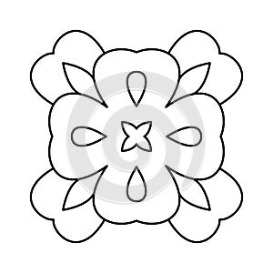 Mandala - Blossom Floral Black Linear Editable Vector