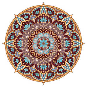 Mandala in blue and brown colors