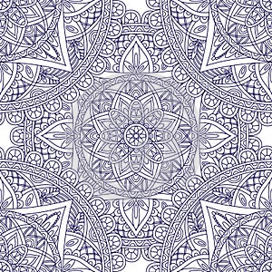 Mandala blue seamless pattern