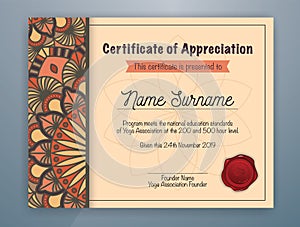 Mandala Bordered Certificate of Appreciation Template