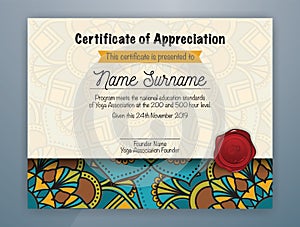 Mandala Bordered Certificate of Appreciation Template