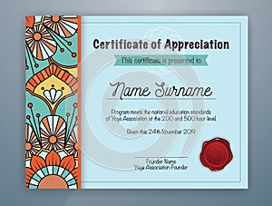 Mandala Bordered Certificate of Appreciation Template photo