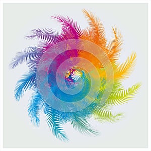 Color Wheel, Circle Flower Isolated Mandala Rainbow Colors Feather Shape