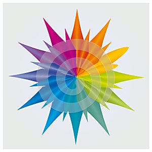 Color Wheel, Circle Flower Star Isolated Mandala Rainbow Colors