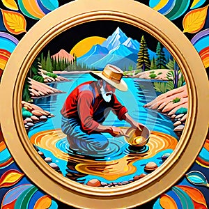 Mandala circle gold panning prospector financial investment planning