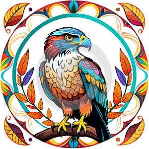 Mandala circle hawk raptor bird hanging art decoration