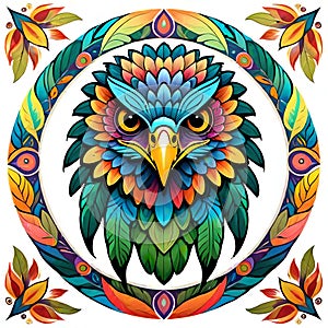 Mandala circle hawk raptor bird mystic animal feathers ceremony