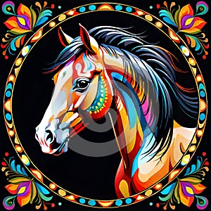 Mandala circle horse mustang life painted spiritual ceremony