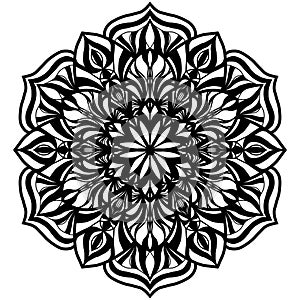 Mandala circle line as beautiful black and whtie flower art photo