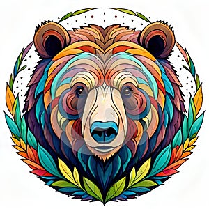 Mandala circle spiritual Grizzly bear mystic animal