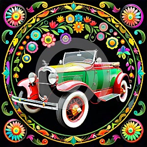 Mandala circle sports convertible retro eccentric style