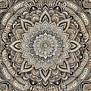 Mandala Circular symmetrical patterns with intricate details photo