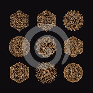 Mandala collection set vector illustration. Vintage decorative elements. Hand drawn background. Islam, Arabic, Indian, ottoman