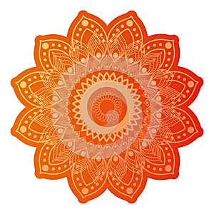 Mandala of color dark orange with a white background