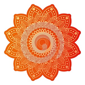 Mandala of color dark orange with a white background photo