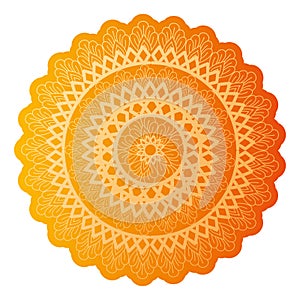 Mandala of color orange tiger with a white background