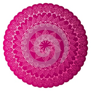 Mandala of color pink with a white background photo