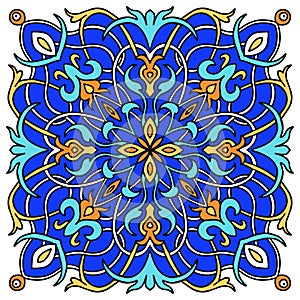 Mandala colored majolica, great design for any purposes. Seamless pattern. Card background. Floral wallpaper