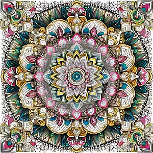 Mandala Coloring A intricately designed mandala coloring pag photo