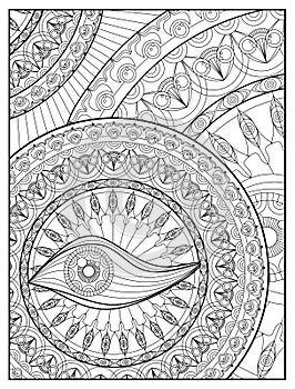 Mandala Coloring page For Adult Relaxation Mandala design eye Mandala Coloring Pages For Meditation And Happiness vector