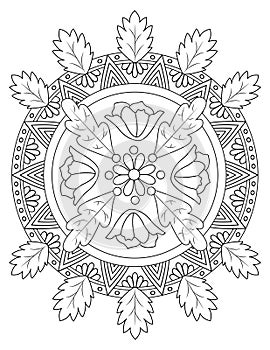 Mandala coloring page for adult. Theraphy coloring page.