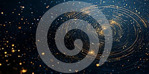 Mandala on dark blue background with starry sky elements