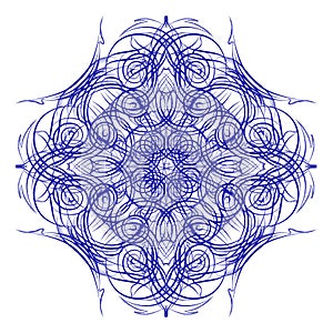 Mandala. Decorative round blue lace pattern