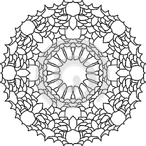 Mandala, depth stone tunnel scribble drawing doodle, vector drawing of weird shapes for coloring book