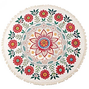 Mandala design element with flower pattern isolated on white background