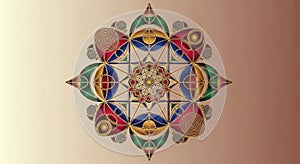 Mandala design featuring an array of shapes including circles