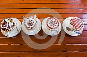 Mandala design in a Hand-decorated cappuccino coffee. Thailand photo