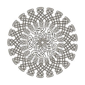 Mandala in esoteric style. Set of rings of celtic braids.