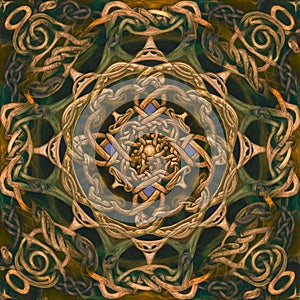 Mandala featuring a combination of Celtic knots and spirals