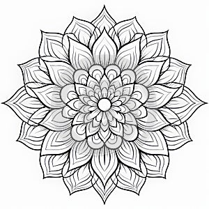 Mandala Flower Coloring Page: Multilayered Dimensions In Black And White