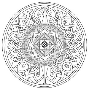 Mandala flower coloring raster for adults